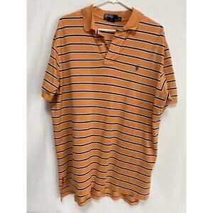 Polo Ralph Lauren Mens Short Sleeve Shirt Size XL 100% Cotton Orange, BlueStripe